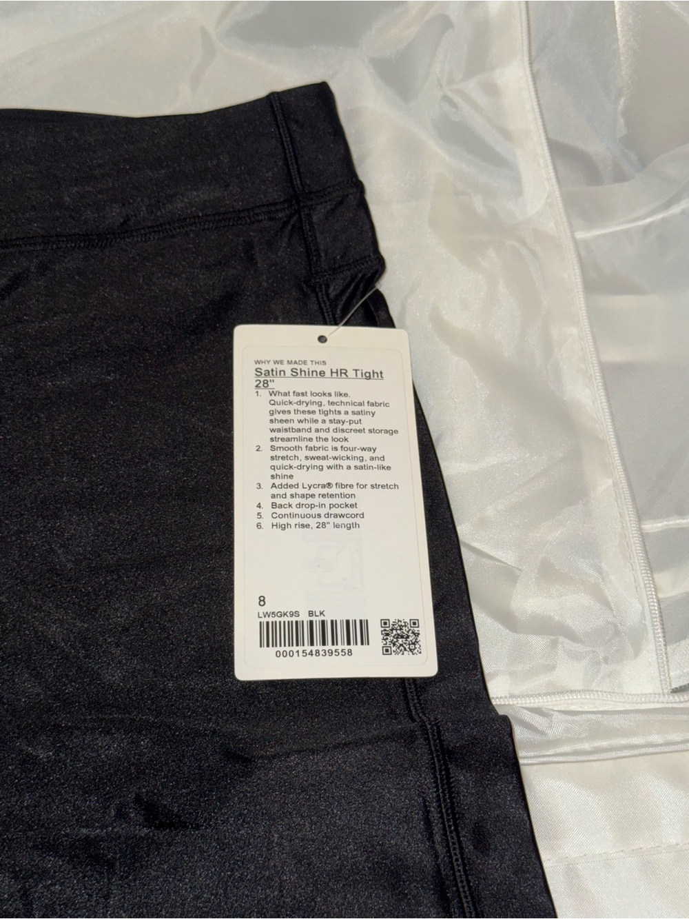 Lululemon Satin Shine High Rise 28” Leggings 8 Black New - Picture 7 of 7